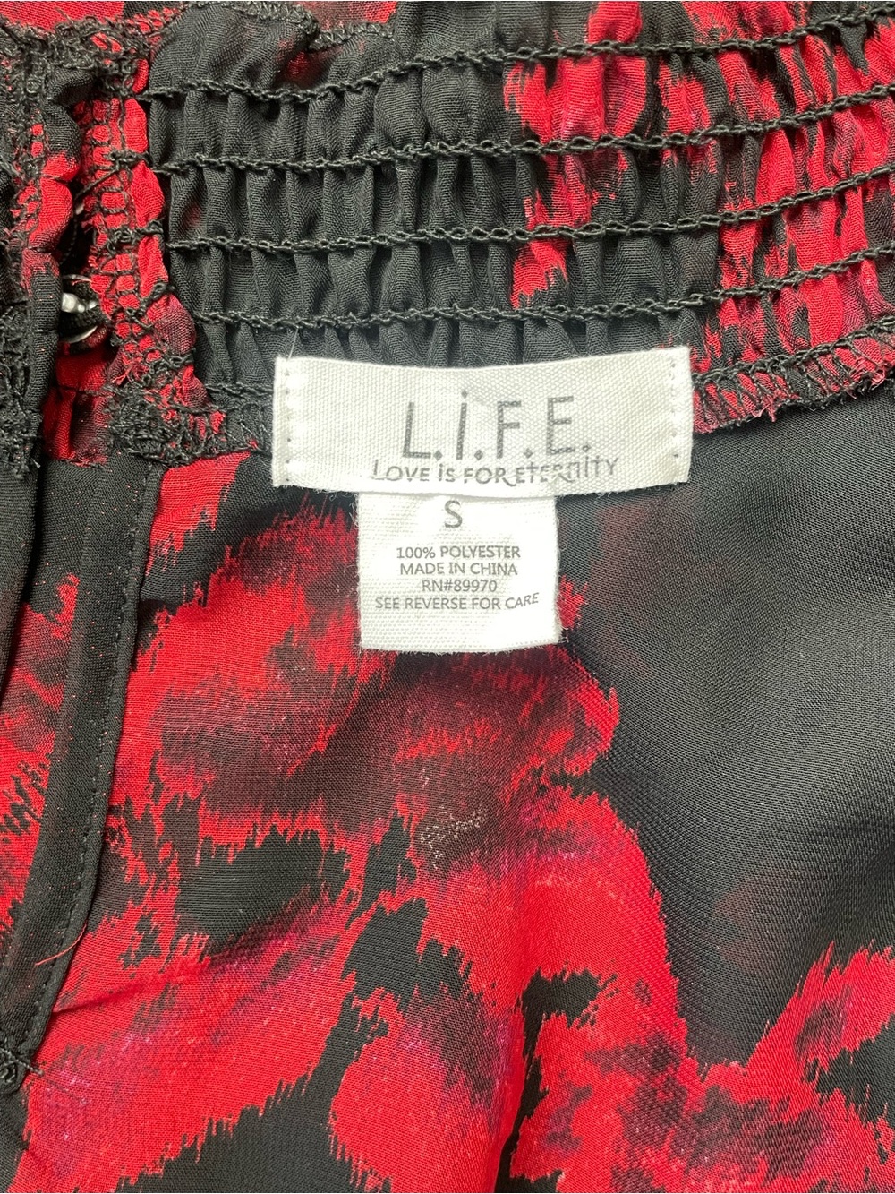 Sheer Floral Smocked Blouse Black Red Romantic Goth Cottagecore Top - L.I.F.E - Picture 4 of 8